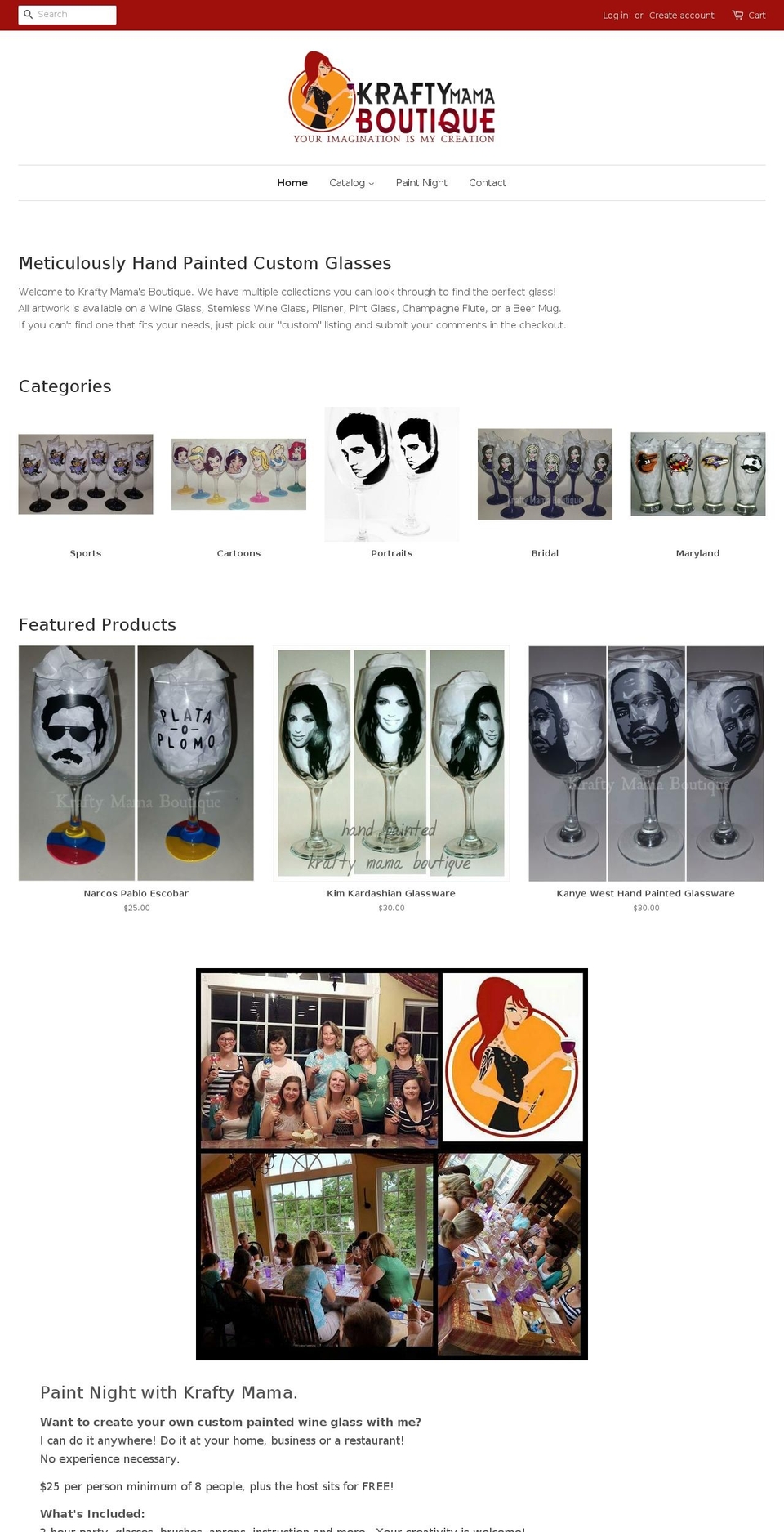 kraftymamaboutique.com — Shopify storefront screenshot
