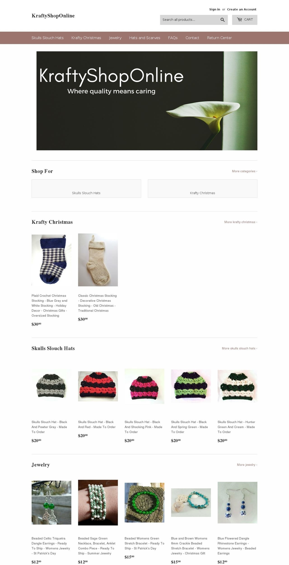 kraftyshoponline.com — Shopify storefront screenshot