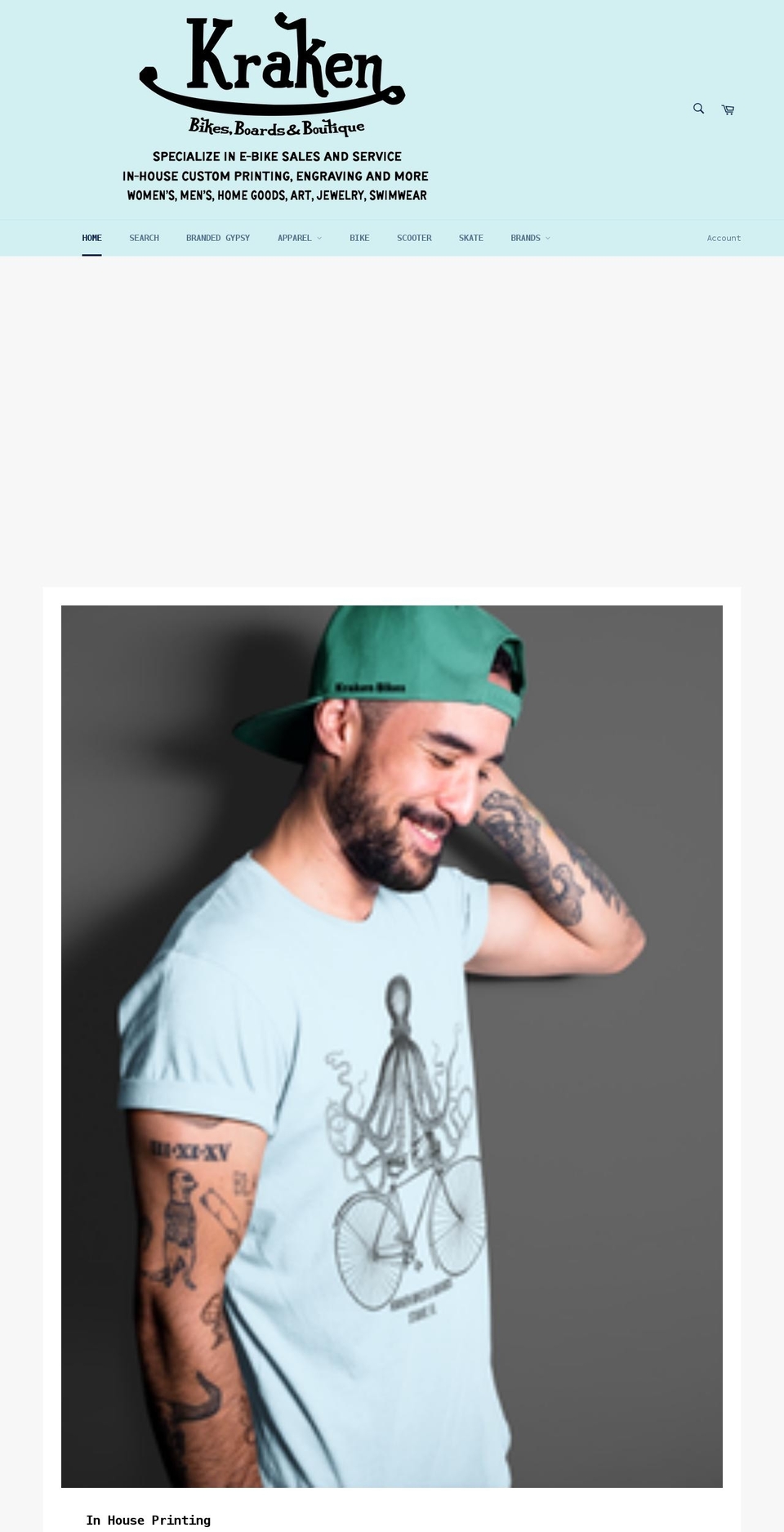 krakenbikesandboards.com shopify website screenshot