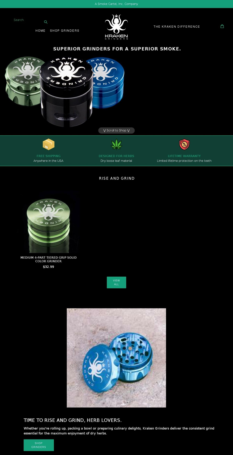 Kraken Grinders Theme Shopify theme site example krakengrinders.net