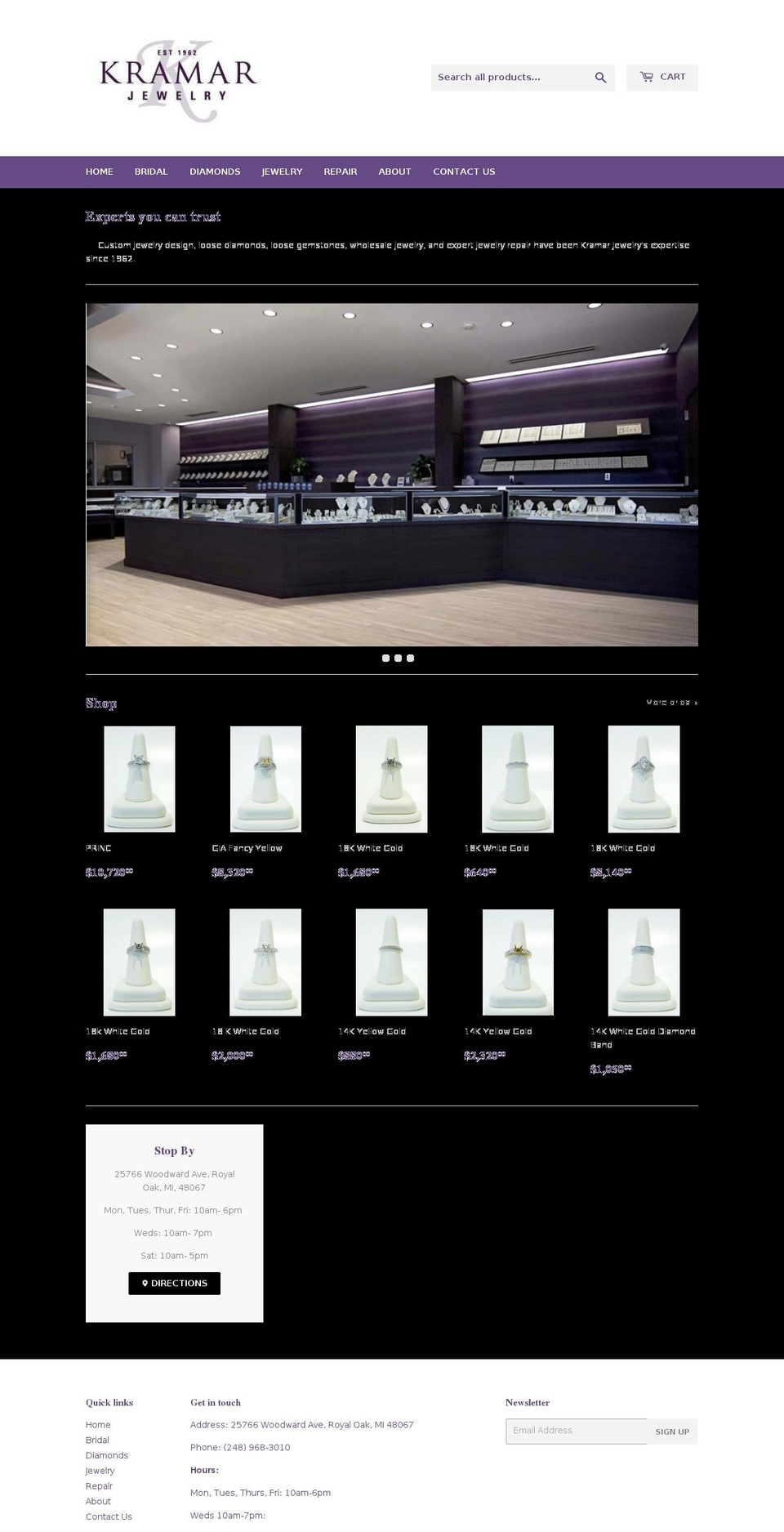 kramarjewelry.com — Shopify storefront screenshot