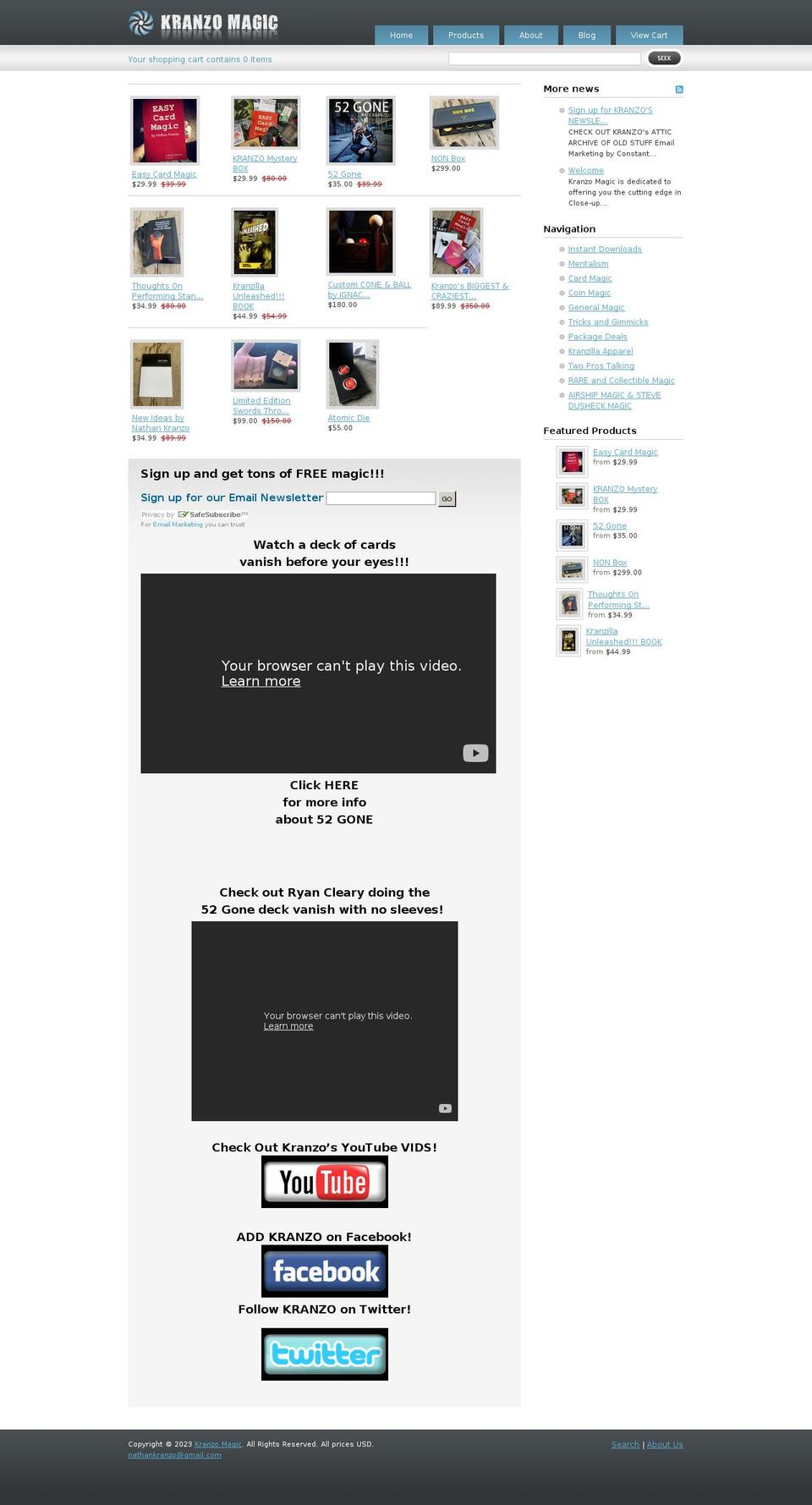 kranzomagic.myshopify.com shopify website screenshot