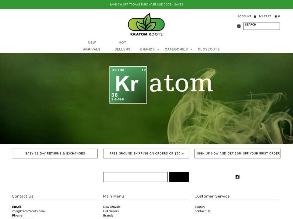 kratomroots.com — Shopify storefront screenshot