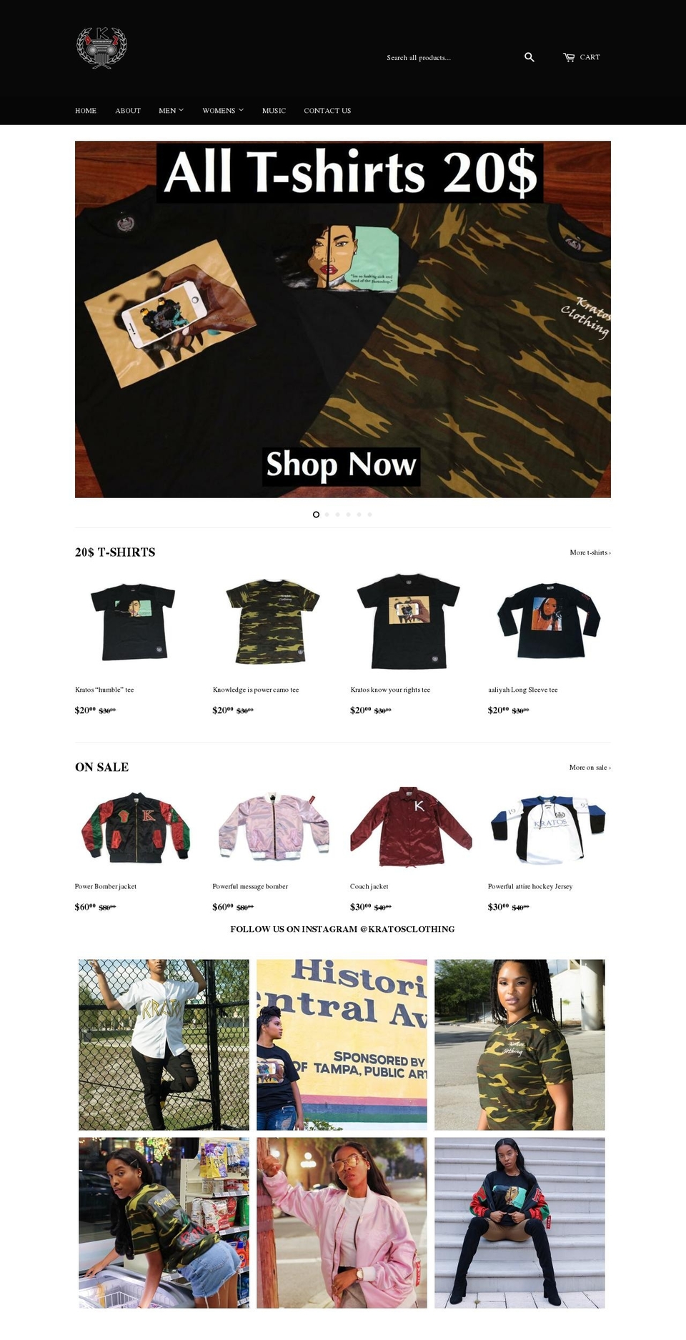kratosclothing.com — Shopify storefront screenshot
