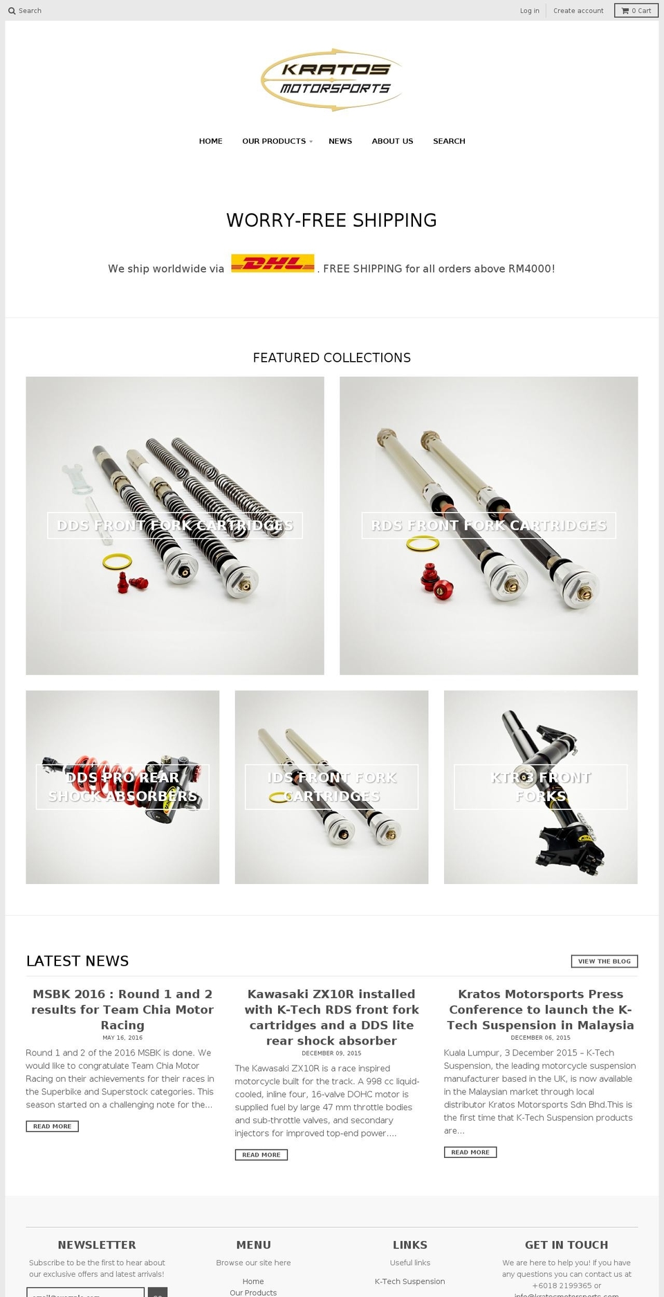 kratosmotorsports.com shopify website screenshot