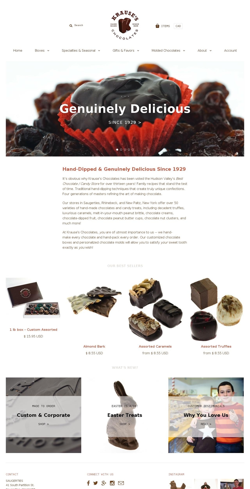 krauseschocolates.com shopify website screenshot