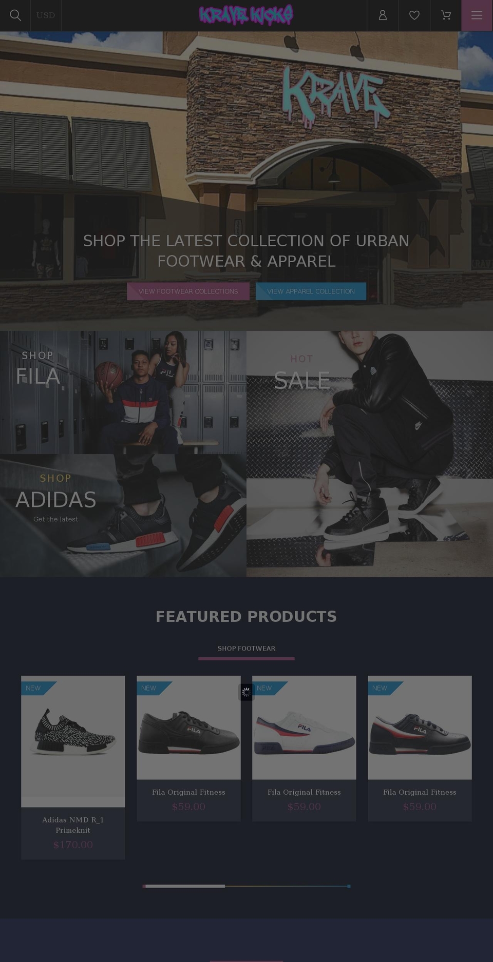 kravekicks.com — Shopify storefront screenshot