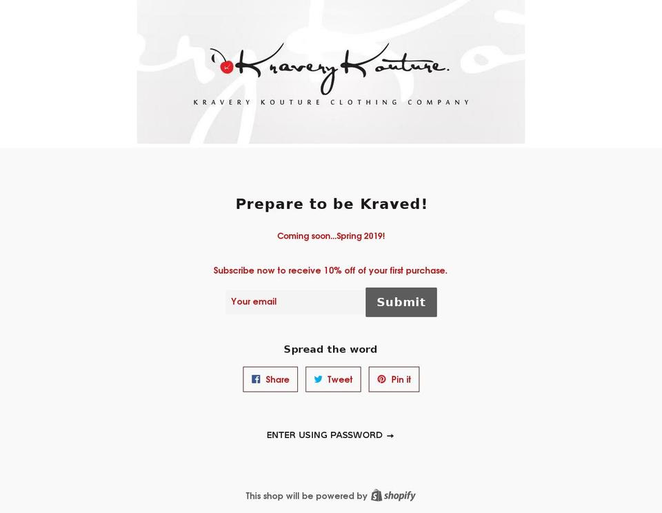 kraverykouture.com shopify website screenshot