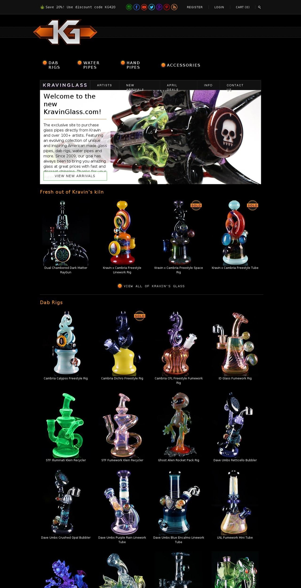 kravinglass.com shopify website screenshot