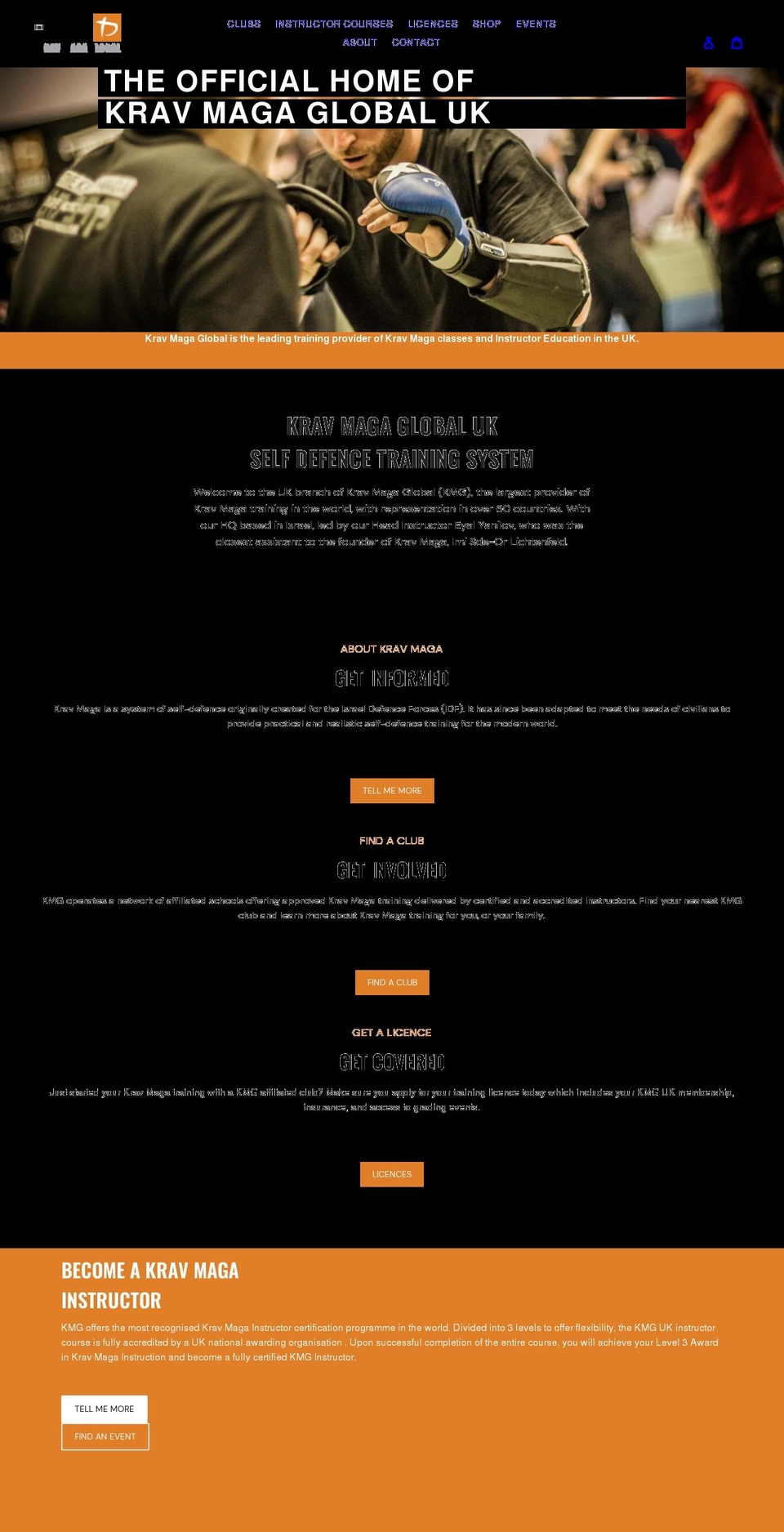 kravmaga.co.uk shopify website screenshot