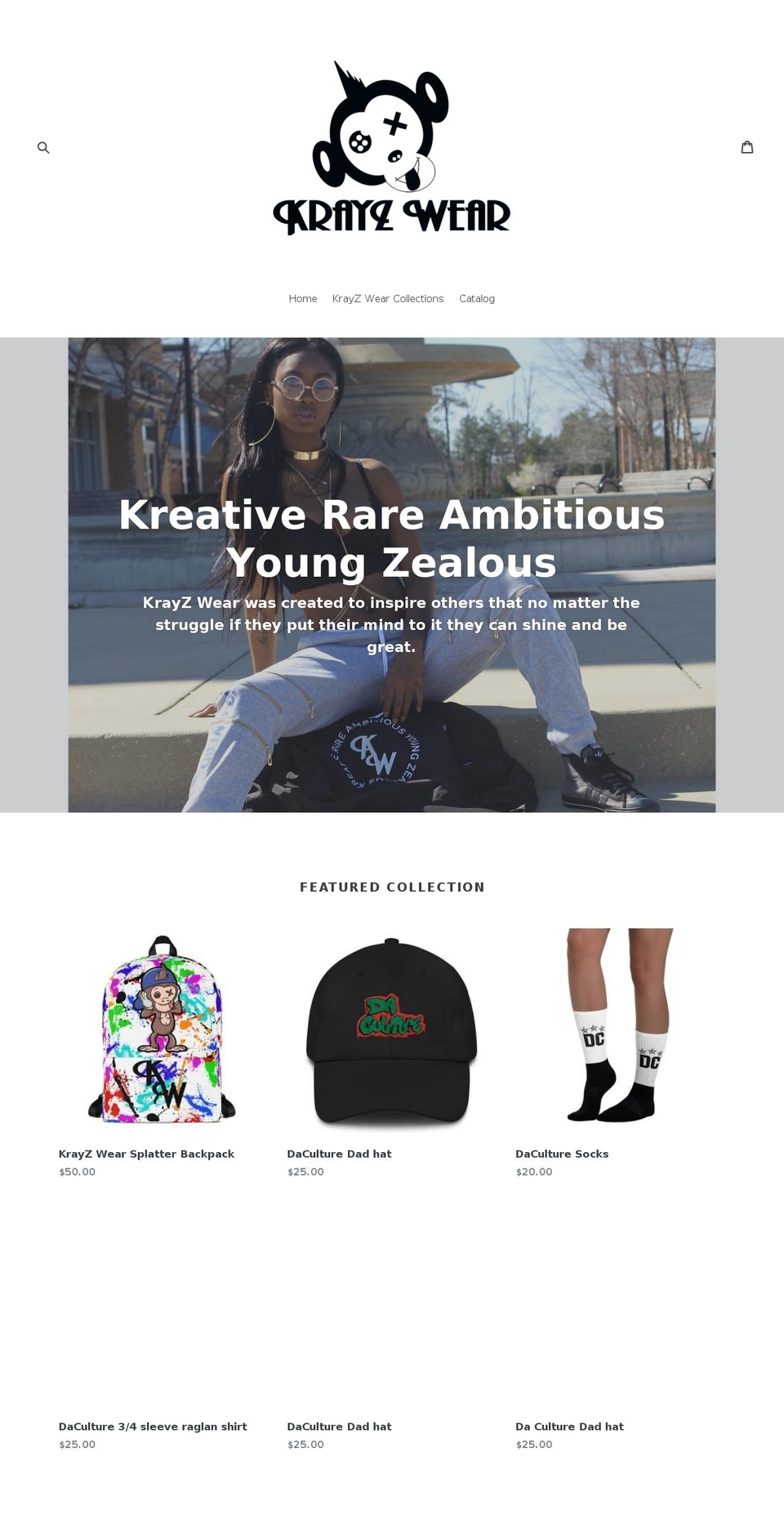 Upload me kenza Shopify theme site example krayzwear.com