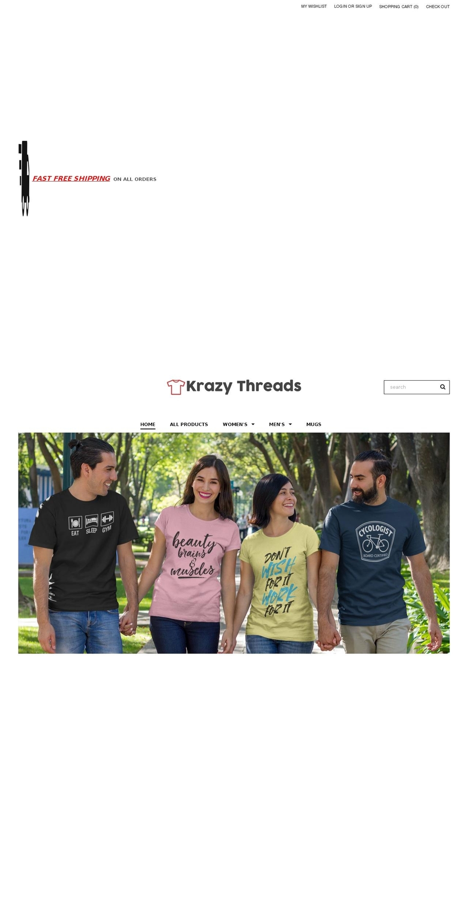krazythreads.com — Shopify storefront screenshot