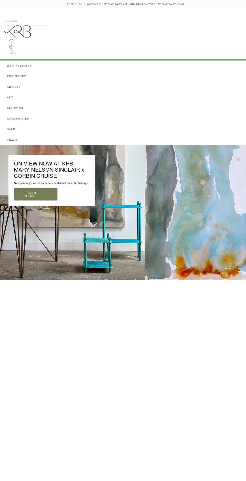 krbnyc.com shopify website screenshot