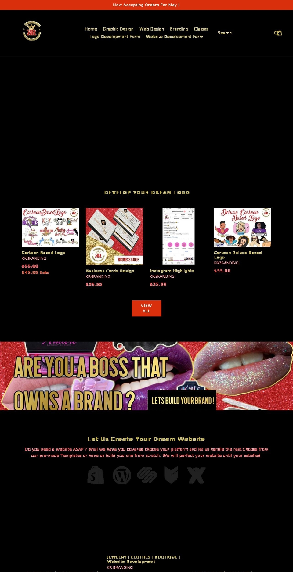 krbranding.com — Shopify storefront screenshot