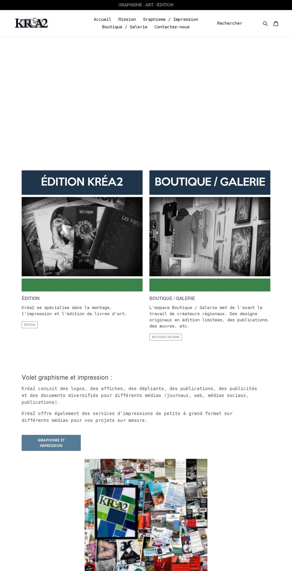 krea2.ca shopify website screenshot
