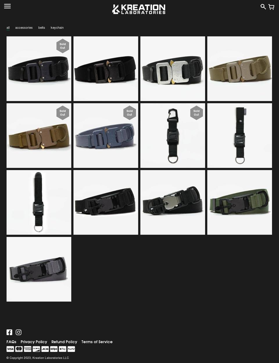 kreationlaboratories.com shopify website screenshot