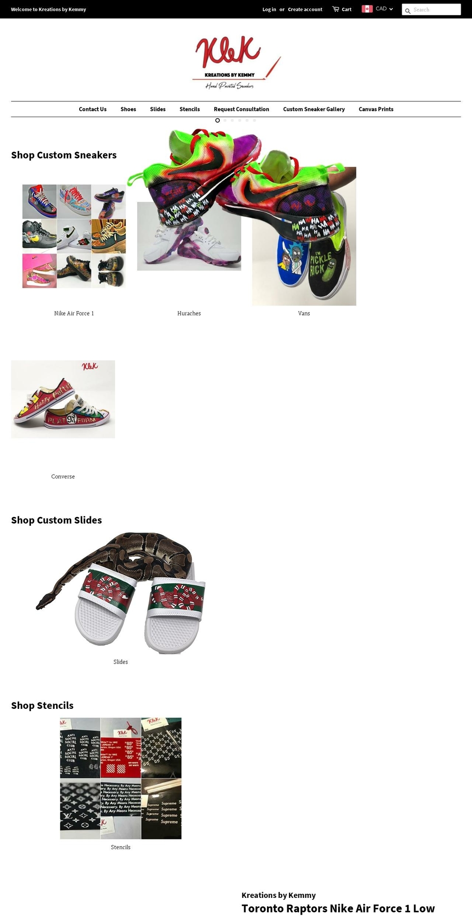 kreationsbykemmy.com — Shopify storefront screenshot