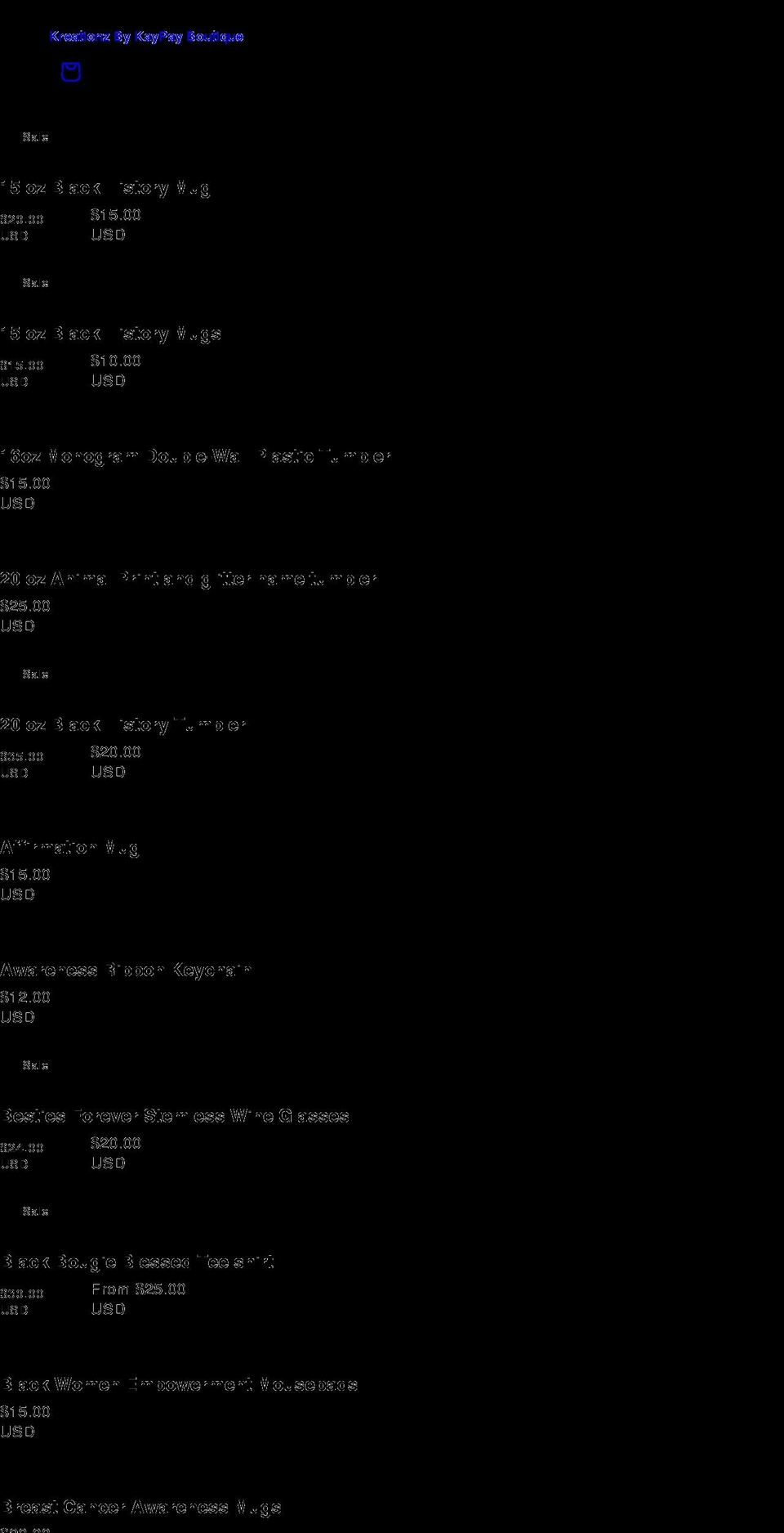 kreationzbykaypay.com shopify website screenshot