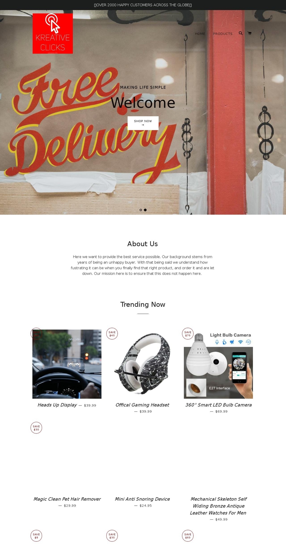 kreativeclicks.com — Shopify storefront screenshot