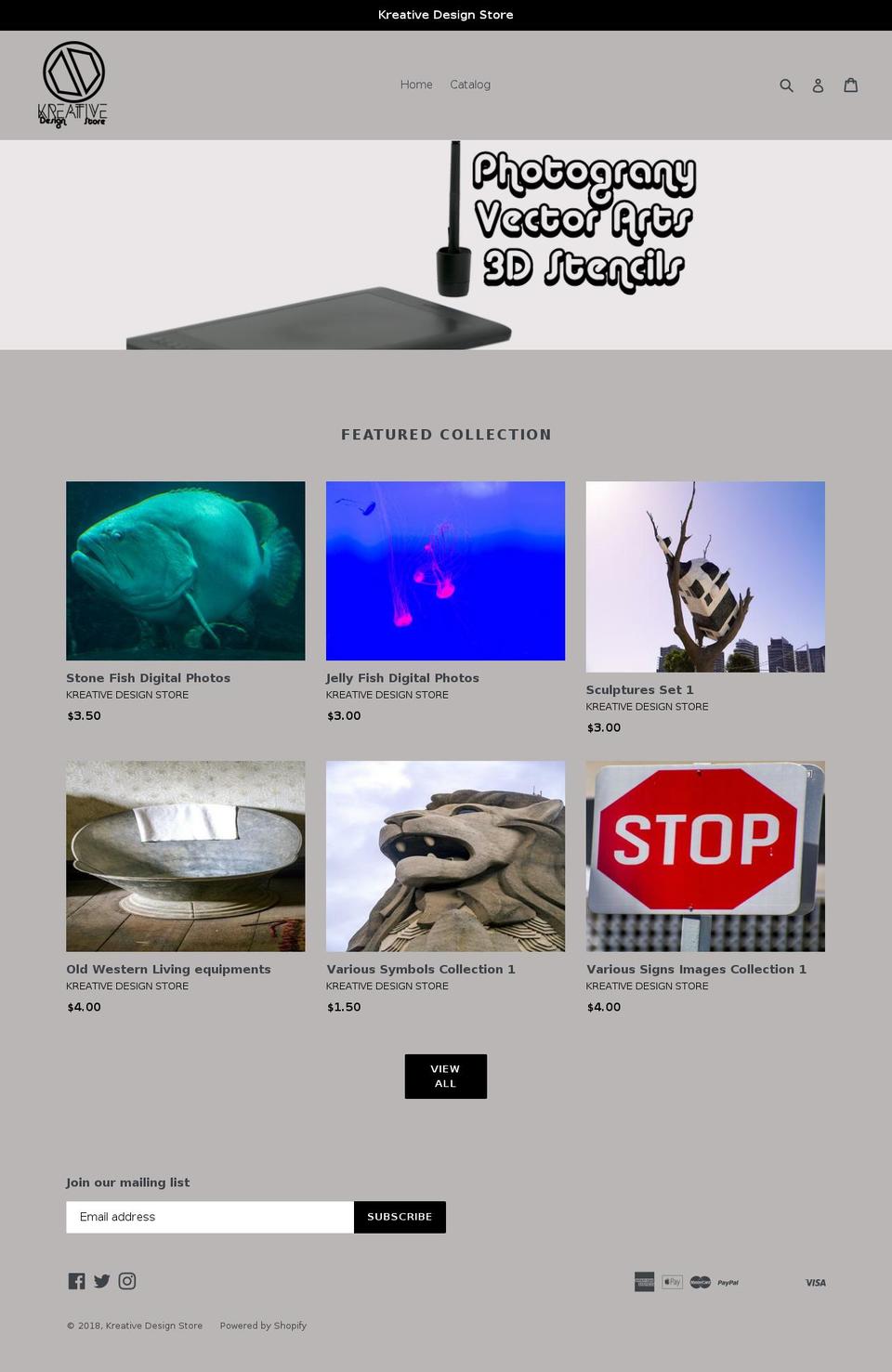 kreativedesignstore.com — Shopify storefront screenshot