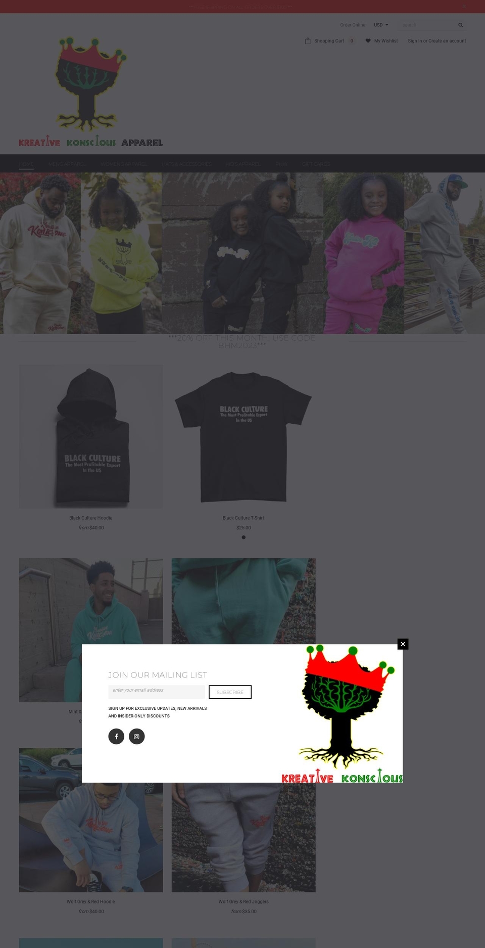 kreativekonscious.com shopify website screenshot