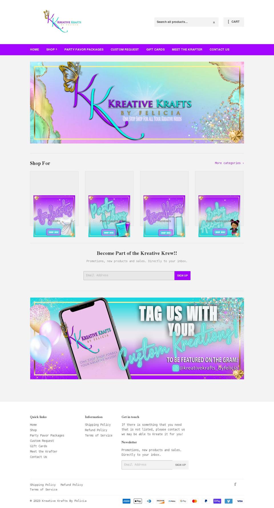 kreativekraftsbyfelicia.com shopify website screenshot