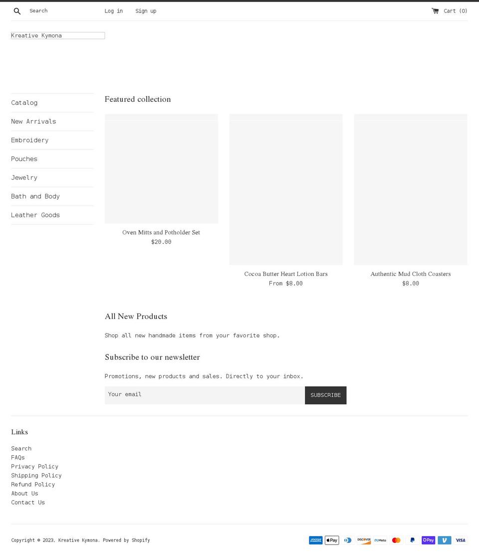 kreativekymonastore.com shopify website screenshot