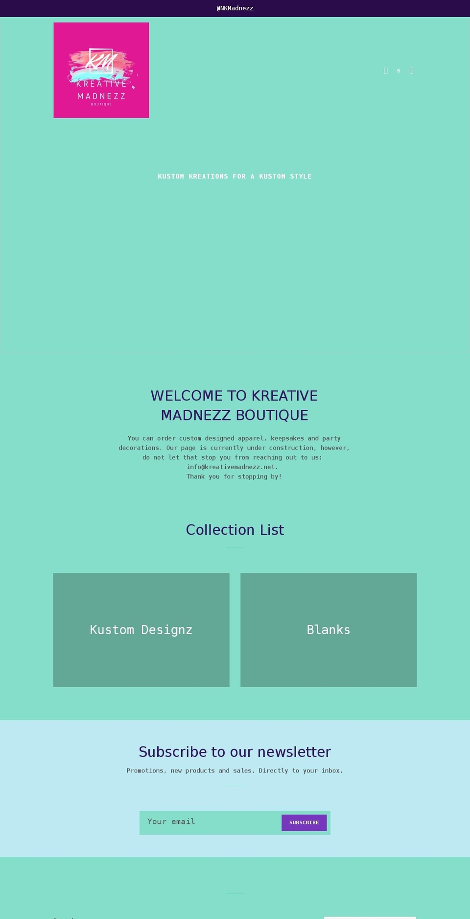 kreativemadnezz.net shopify website screenshot