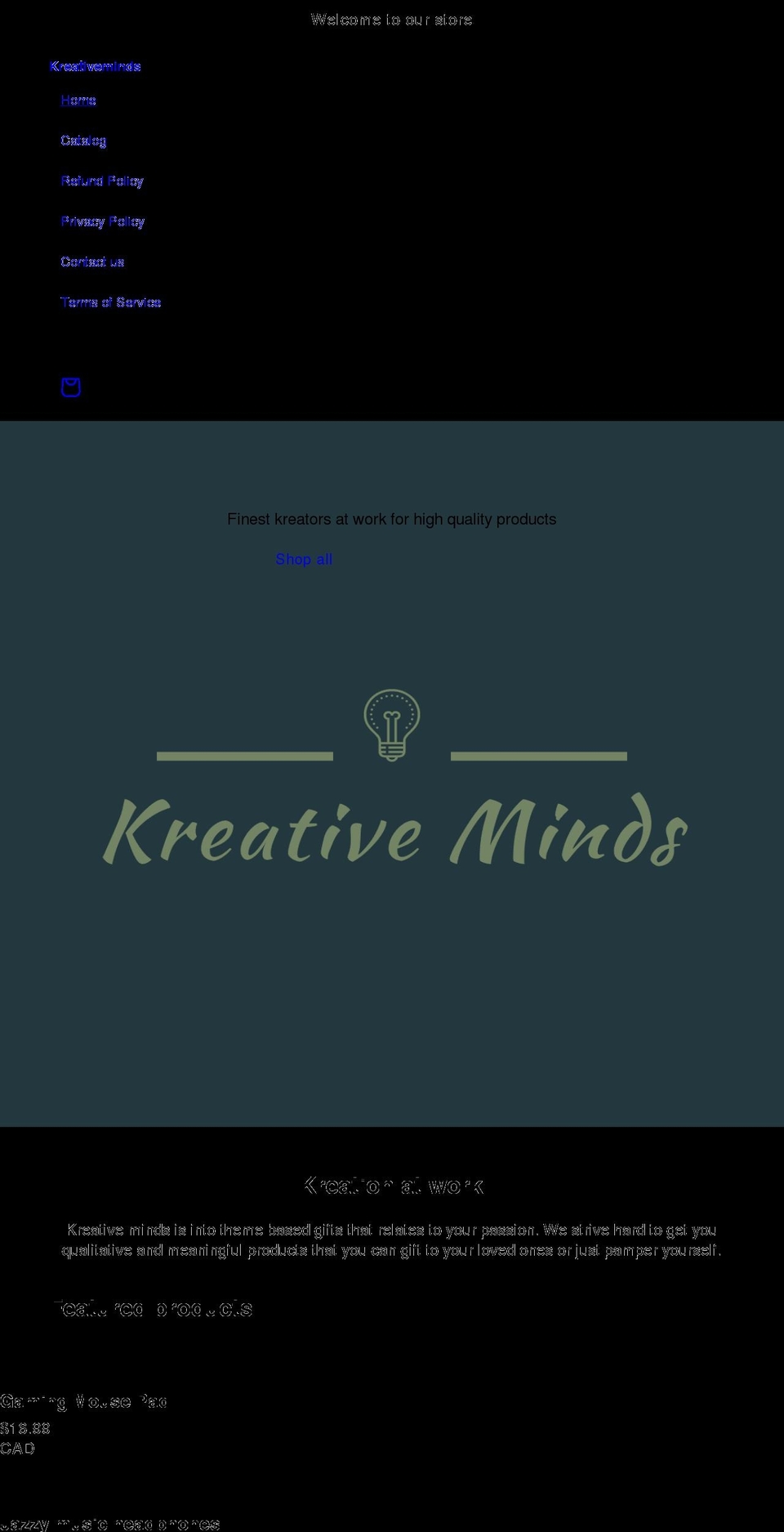 kreativeminds.ca shopify website screenshot