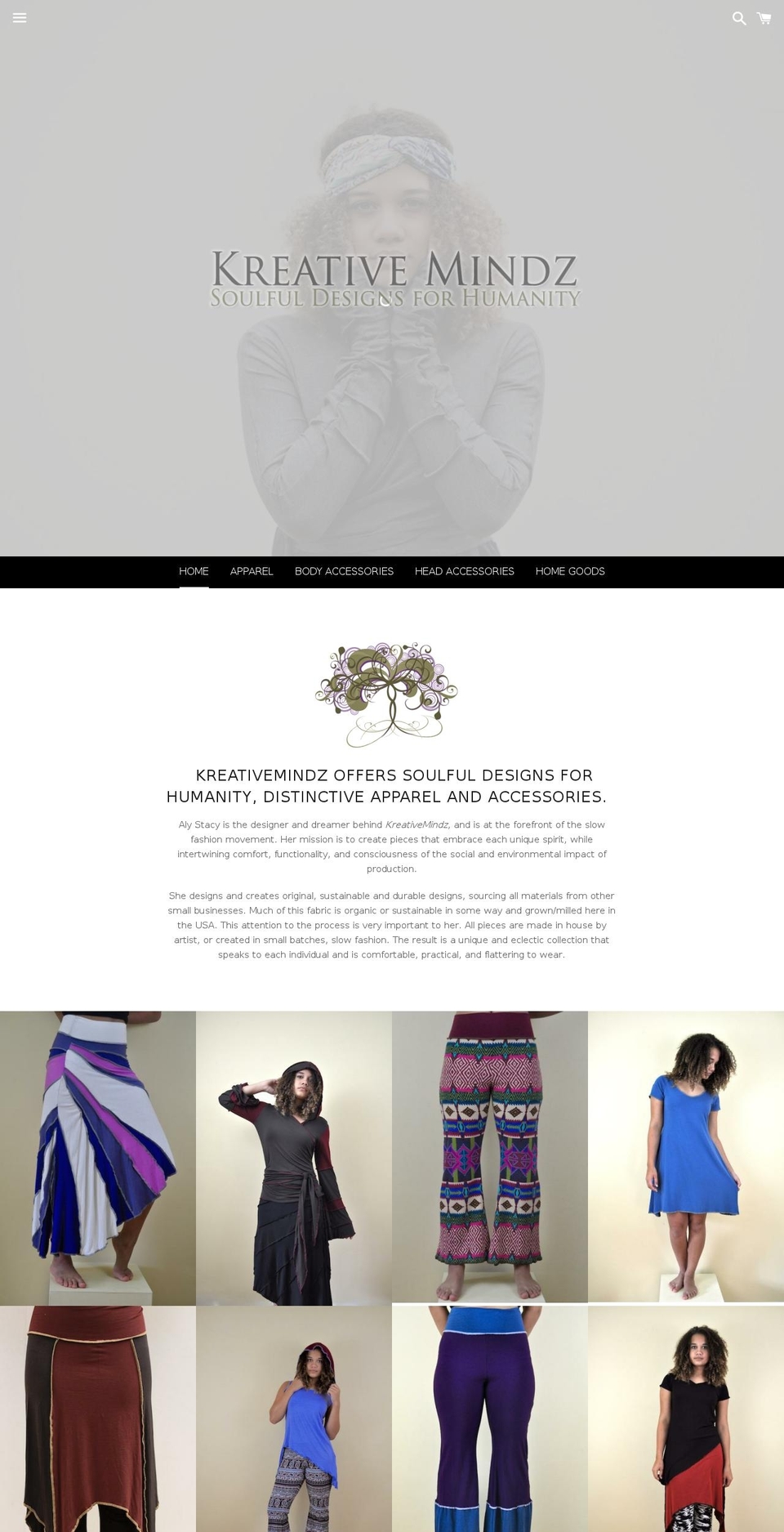 kreativemindzshop.com shopify website screenshot