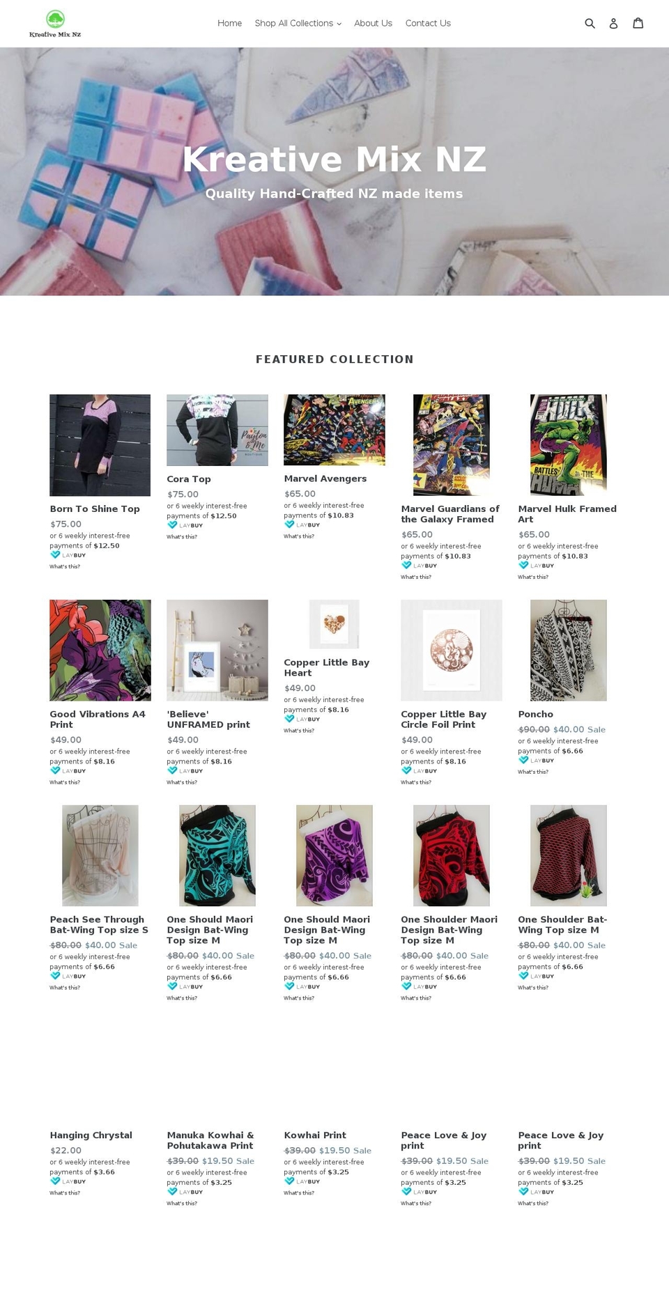 kreativemixnz.com — Shopify storefront screenshot