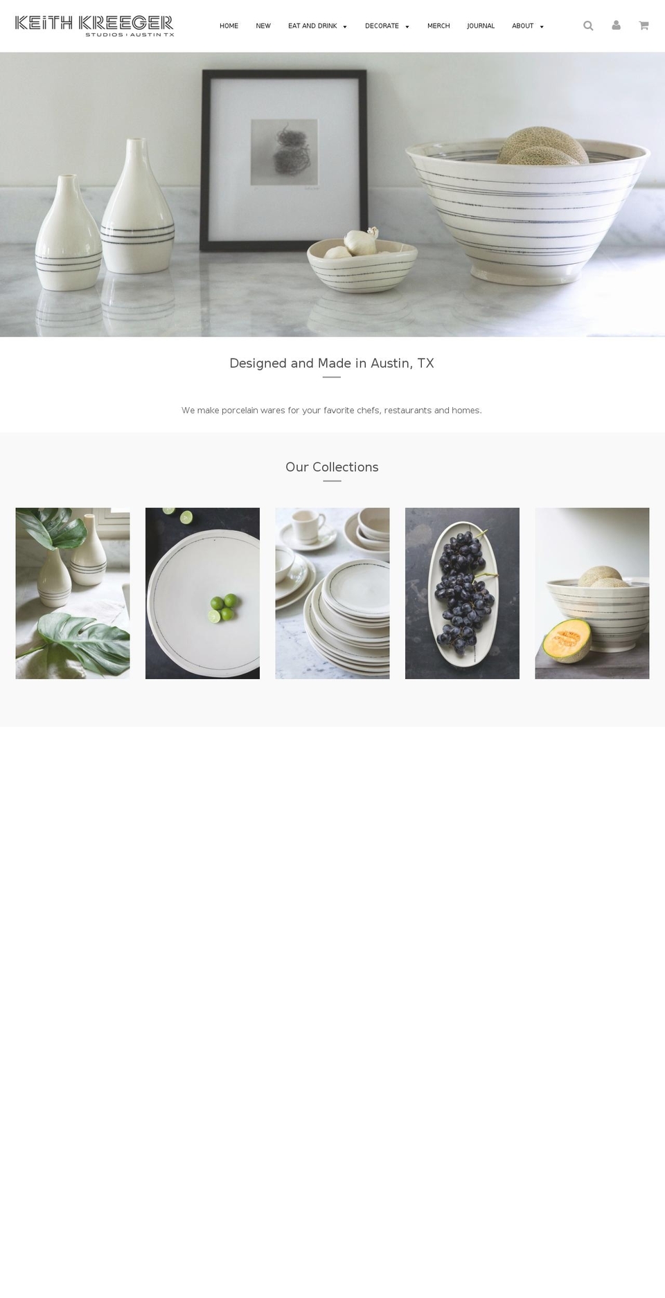 kreegerpottery.com — Shopify storefront screenshot