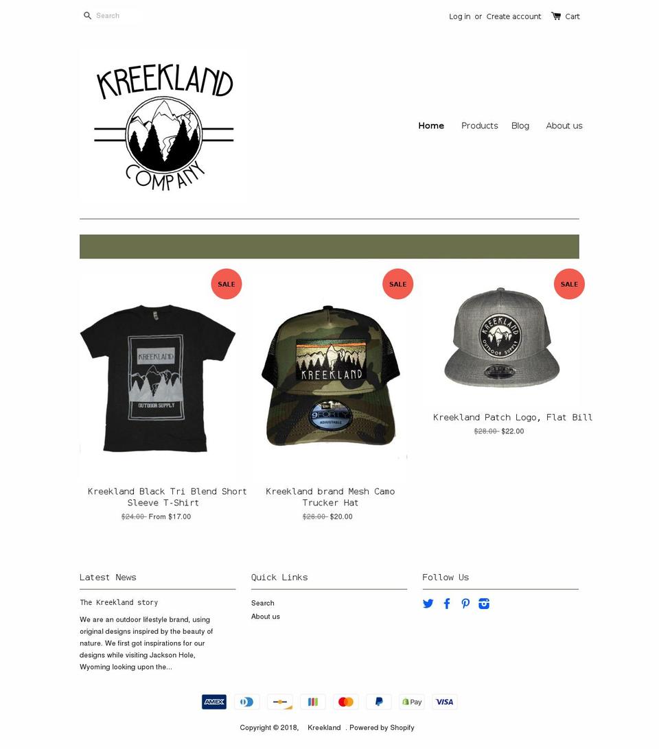 kreeklandoutdoor.com — Shopify storefront screenshot