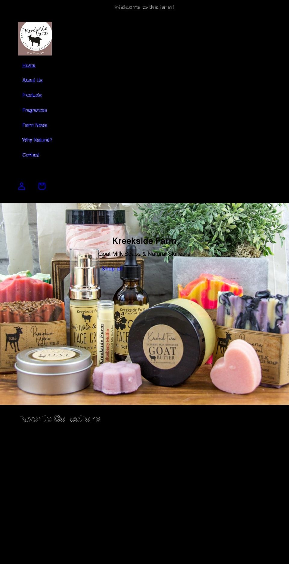 kreeksidefarm.com shopify website screenshot