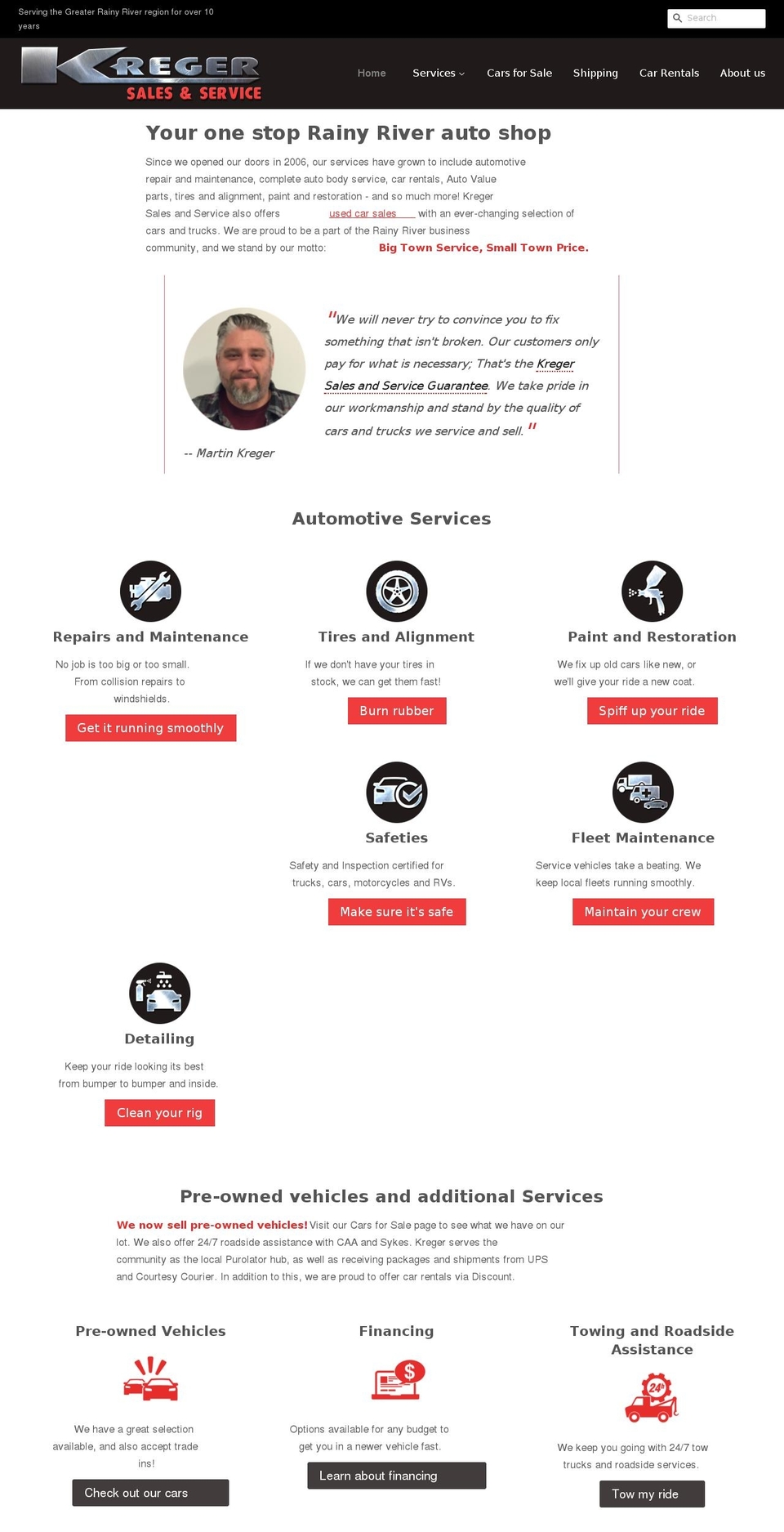 kregersales.com — Shopify storefront screenshot