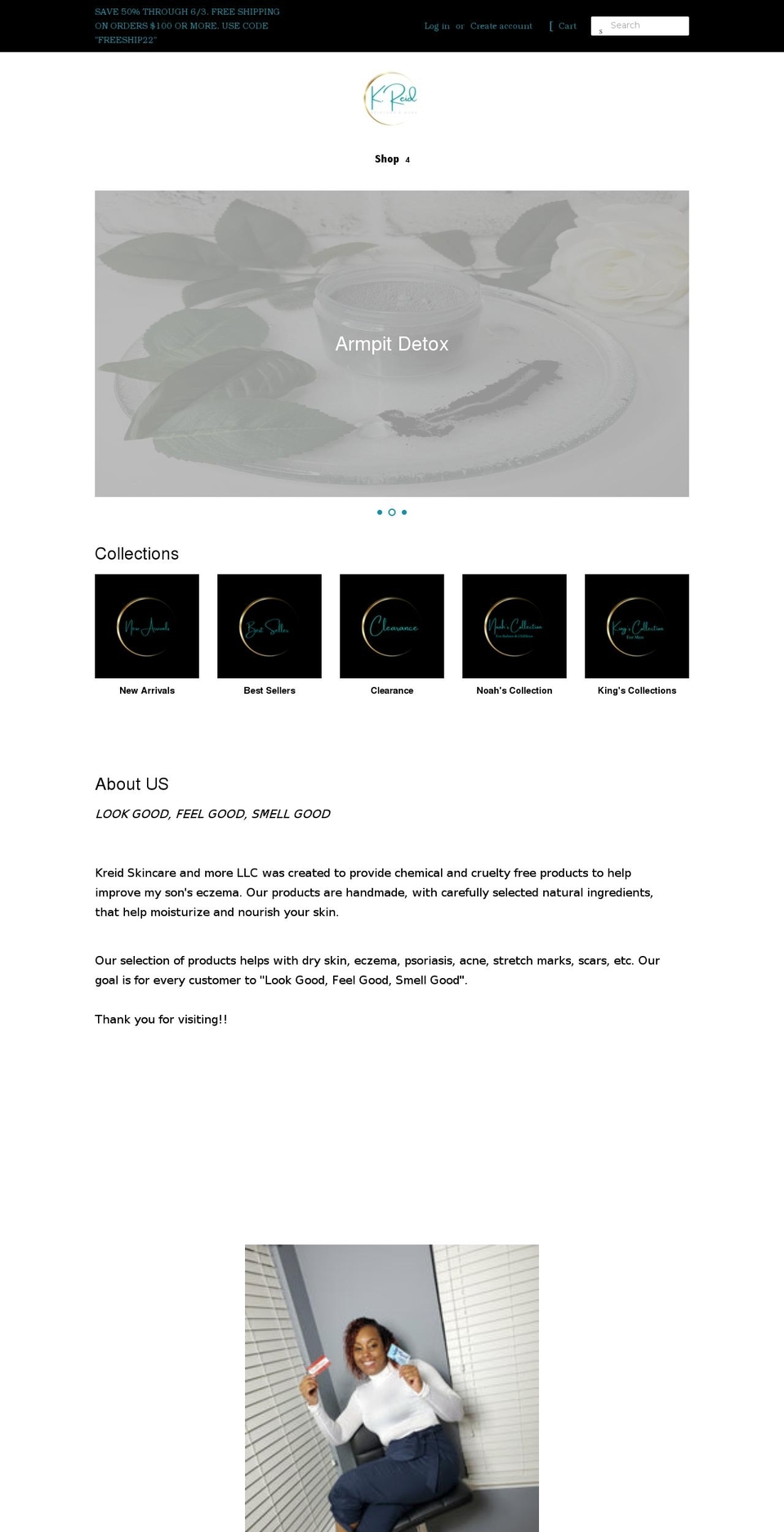 kreidskincareandmore.com shopify website screenshot