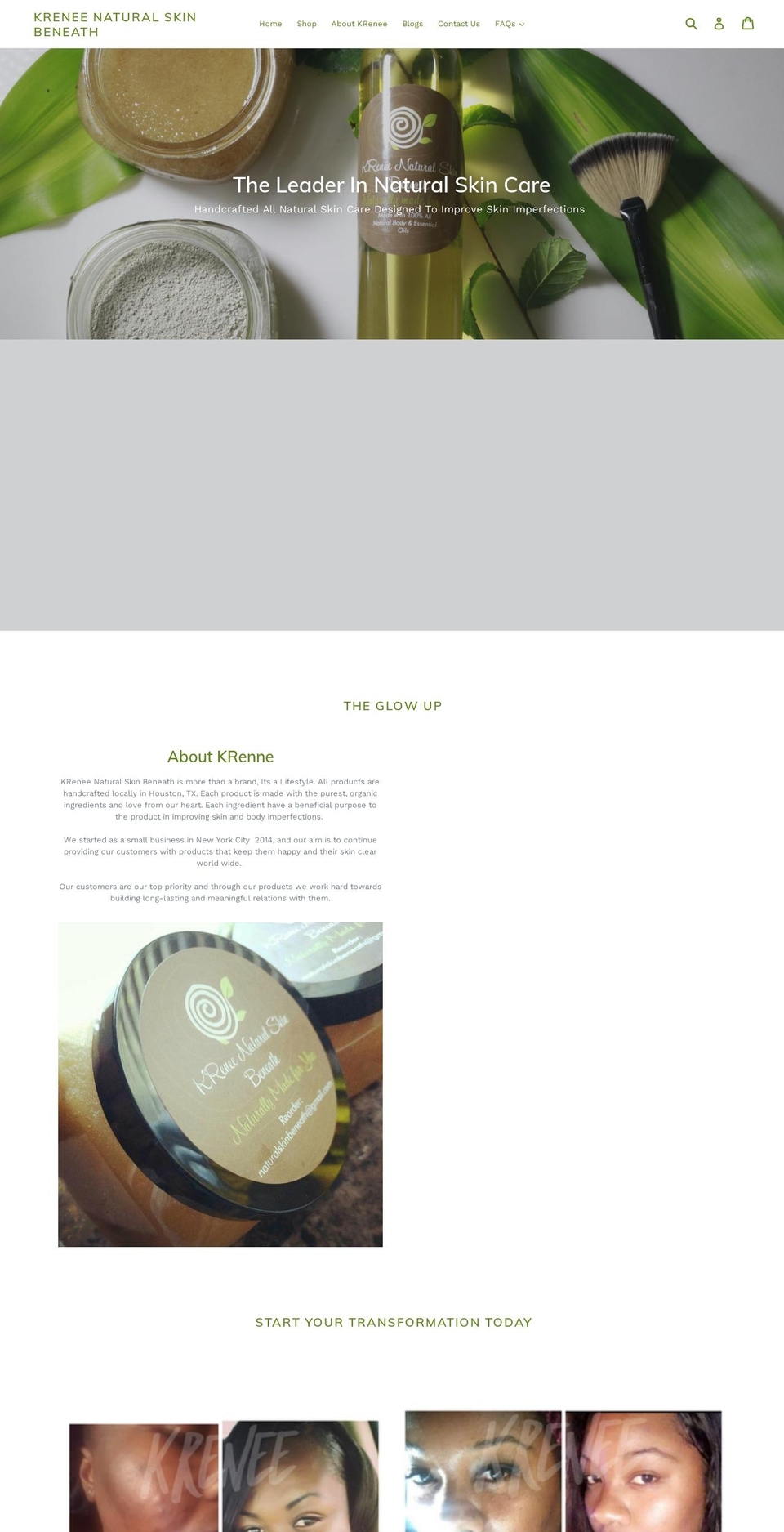 kreneeskincare.com shopify website screenshot