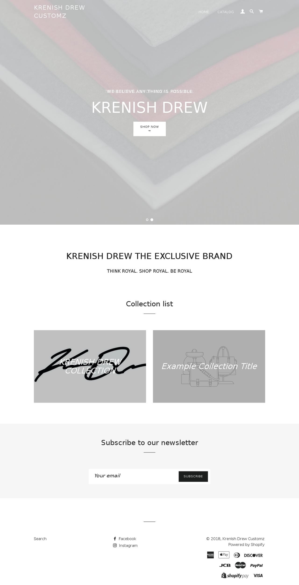 krenishdrewcustomz.com — Shopify storefront screenshot