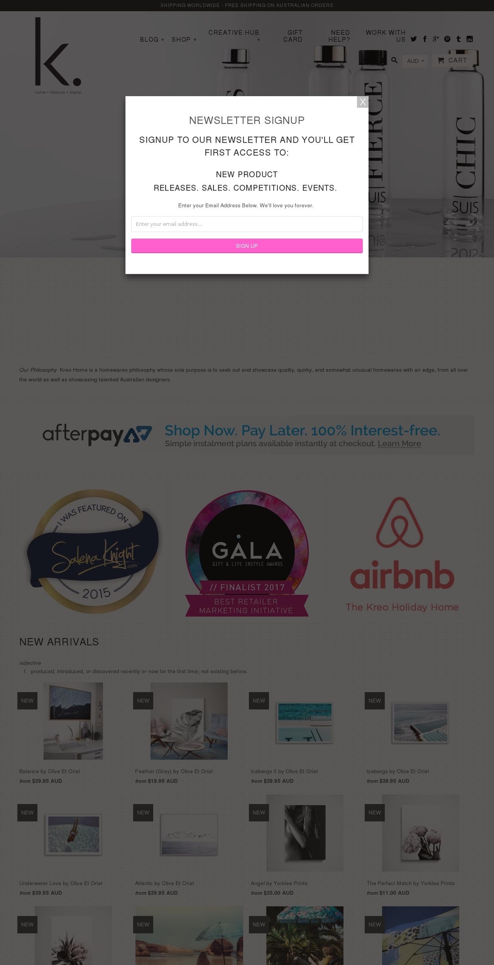 kreohome.com shopify website screenshot