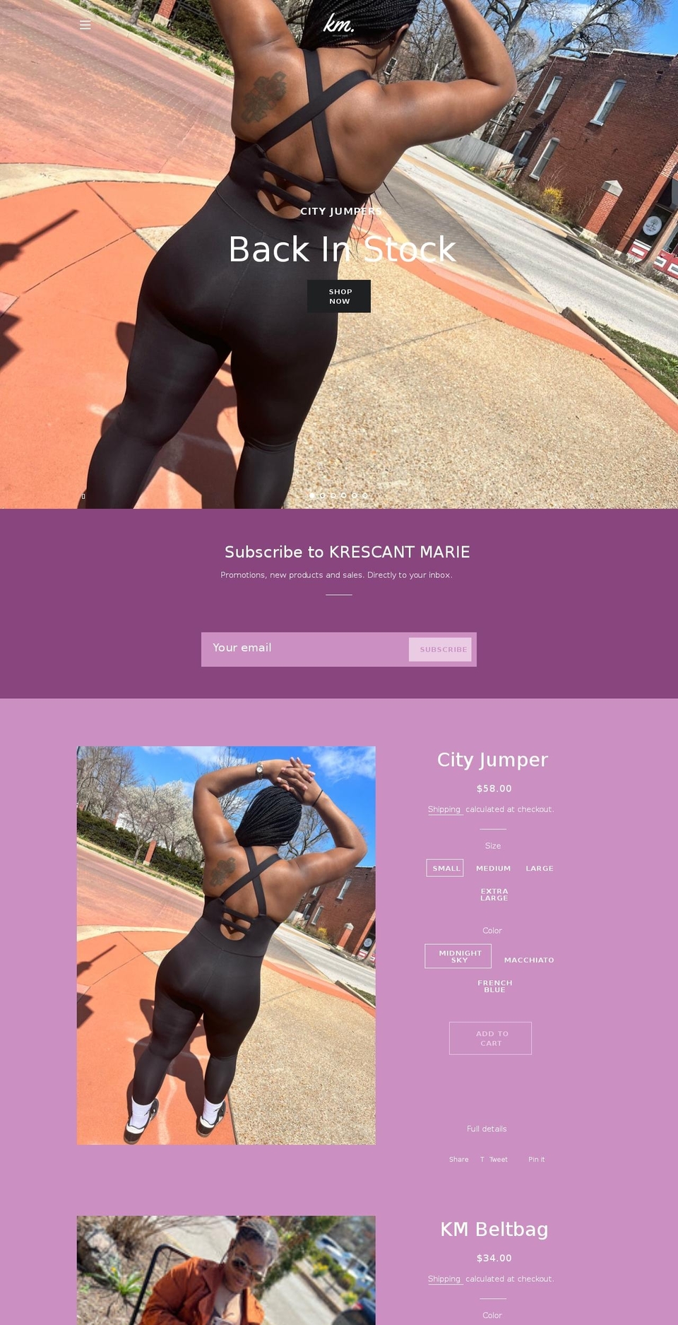 krescantmarie.com shopify website screenshot
