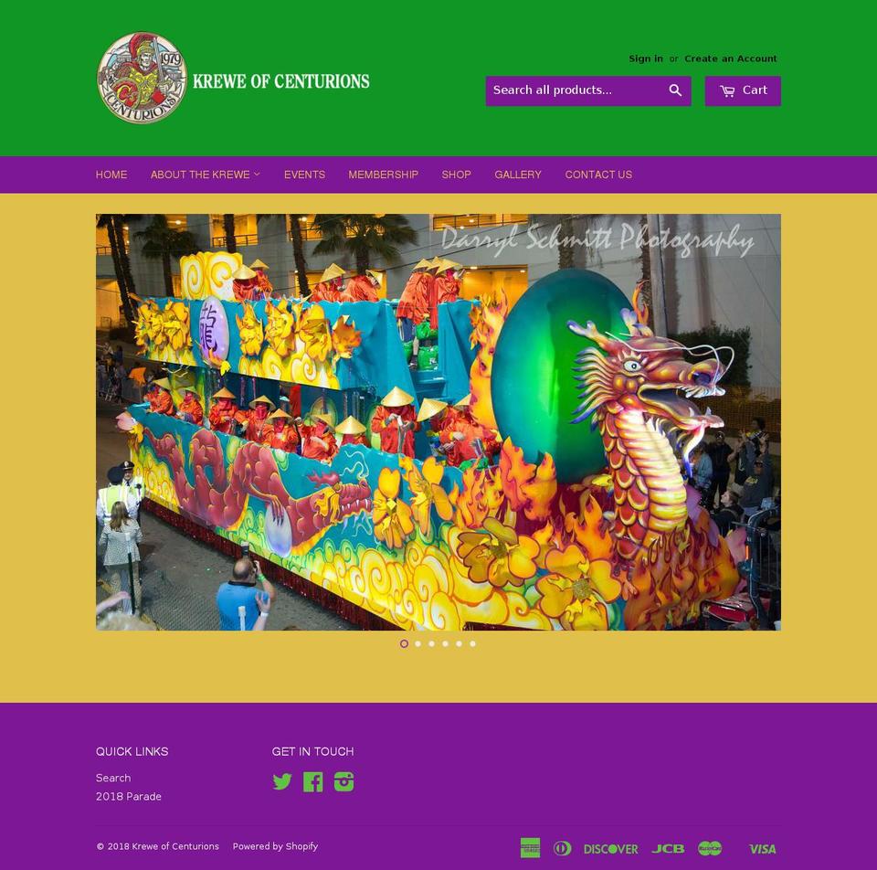 kreweofcenturions.com shopify website screenshot