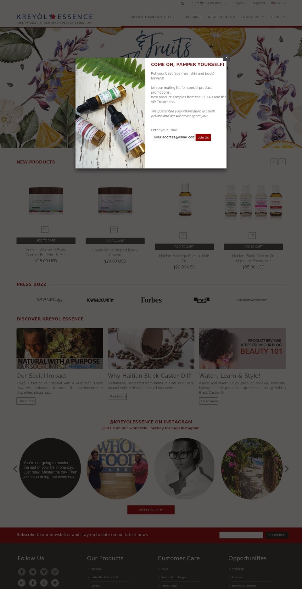 kreyolessence.com shopify website screenshot