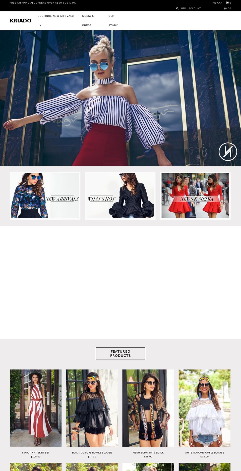 kriado.com shopify website screenshot