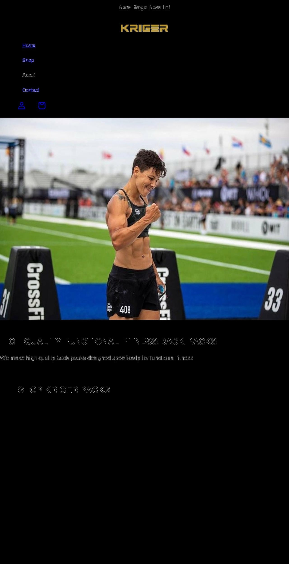krigerapparel.com shopify website screenshot