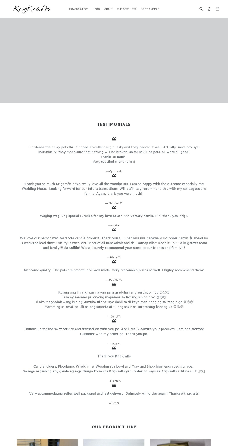 krigkrafts.com — Shopify storefront screenshot