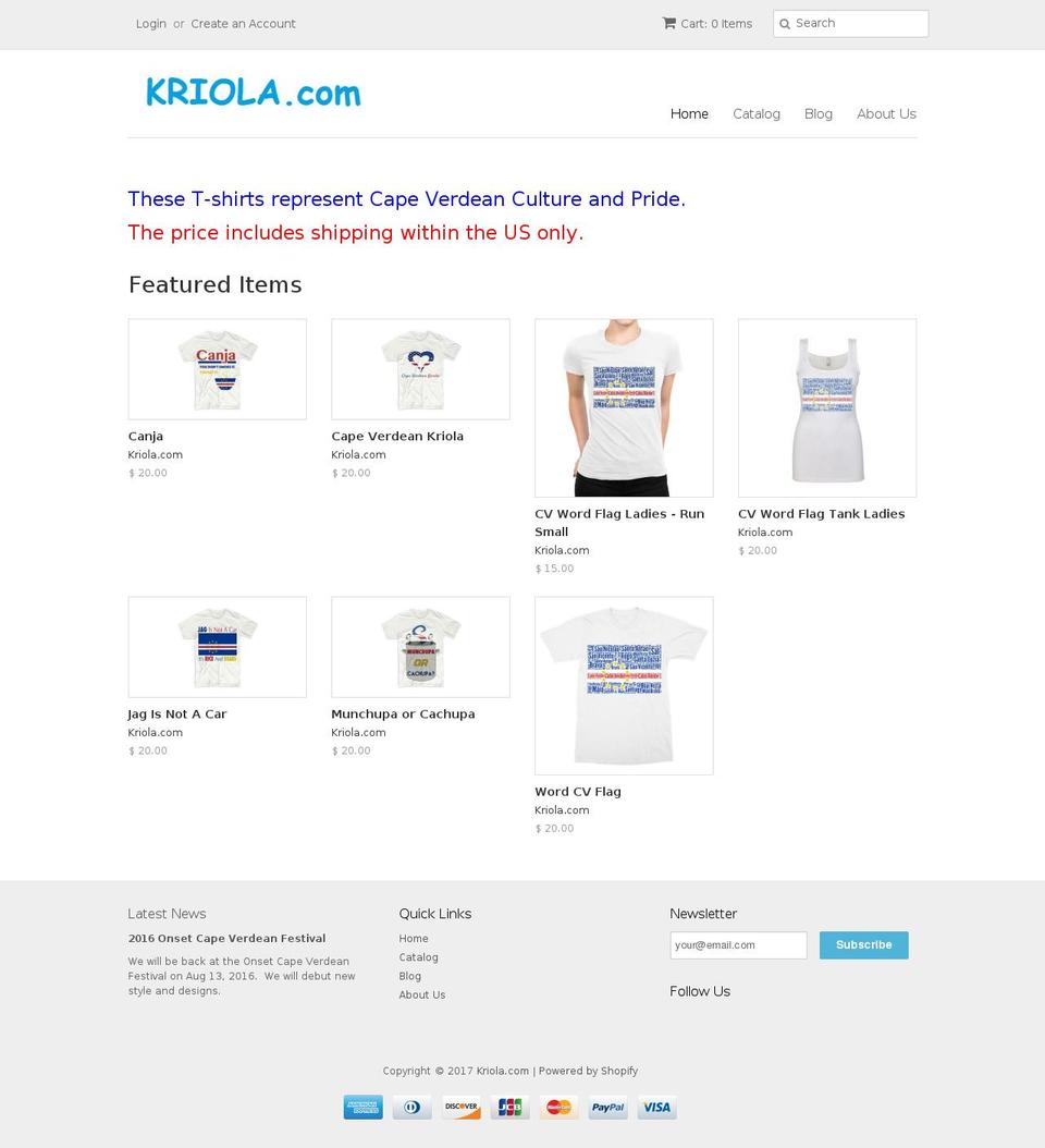 kriola.com shopify website screenshot