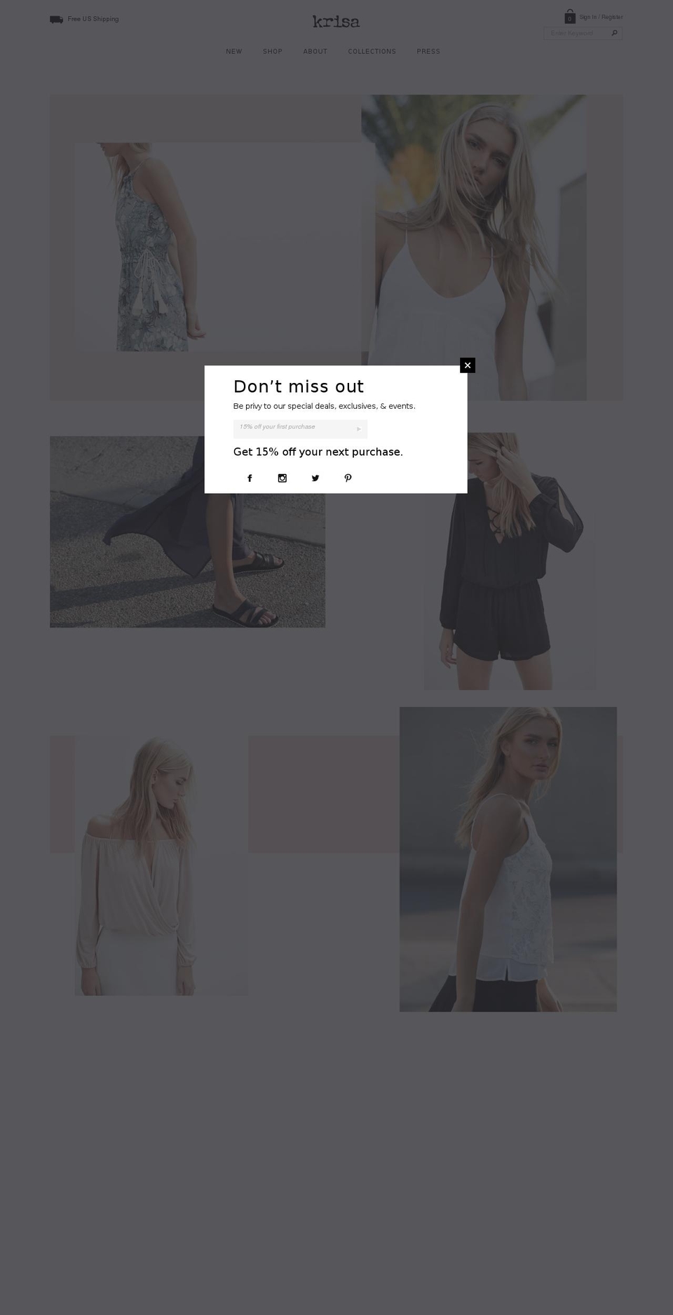 krisastyle.com shopify website screenshot