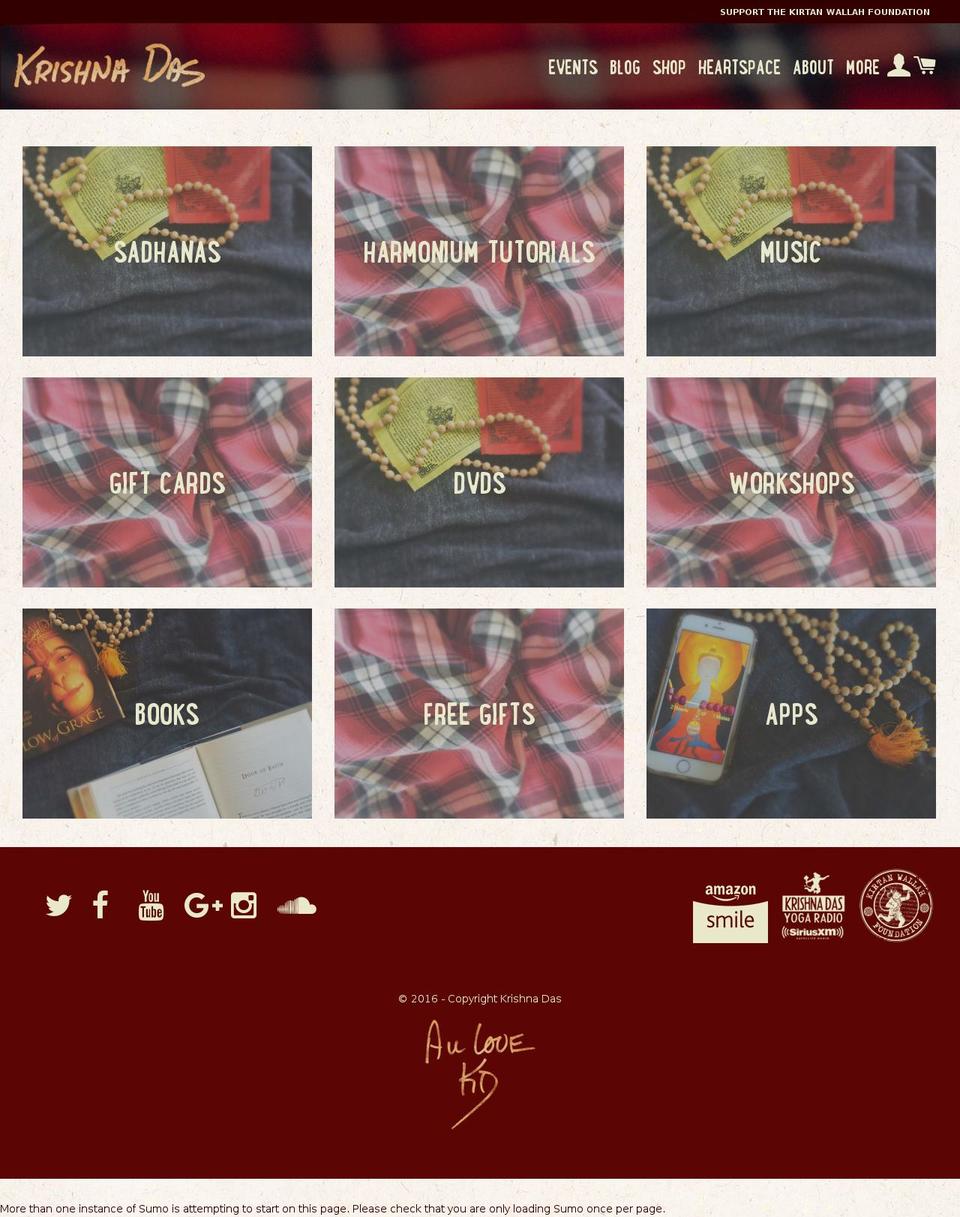 krishnadasmusic.com shopify website screenshot
