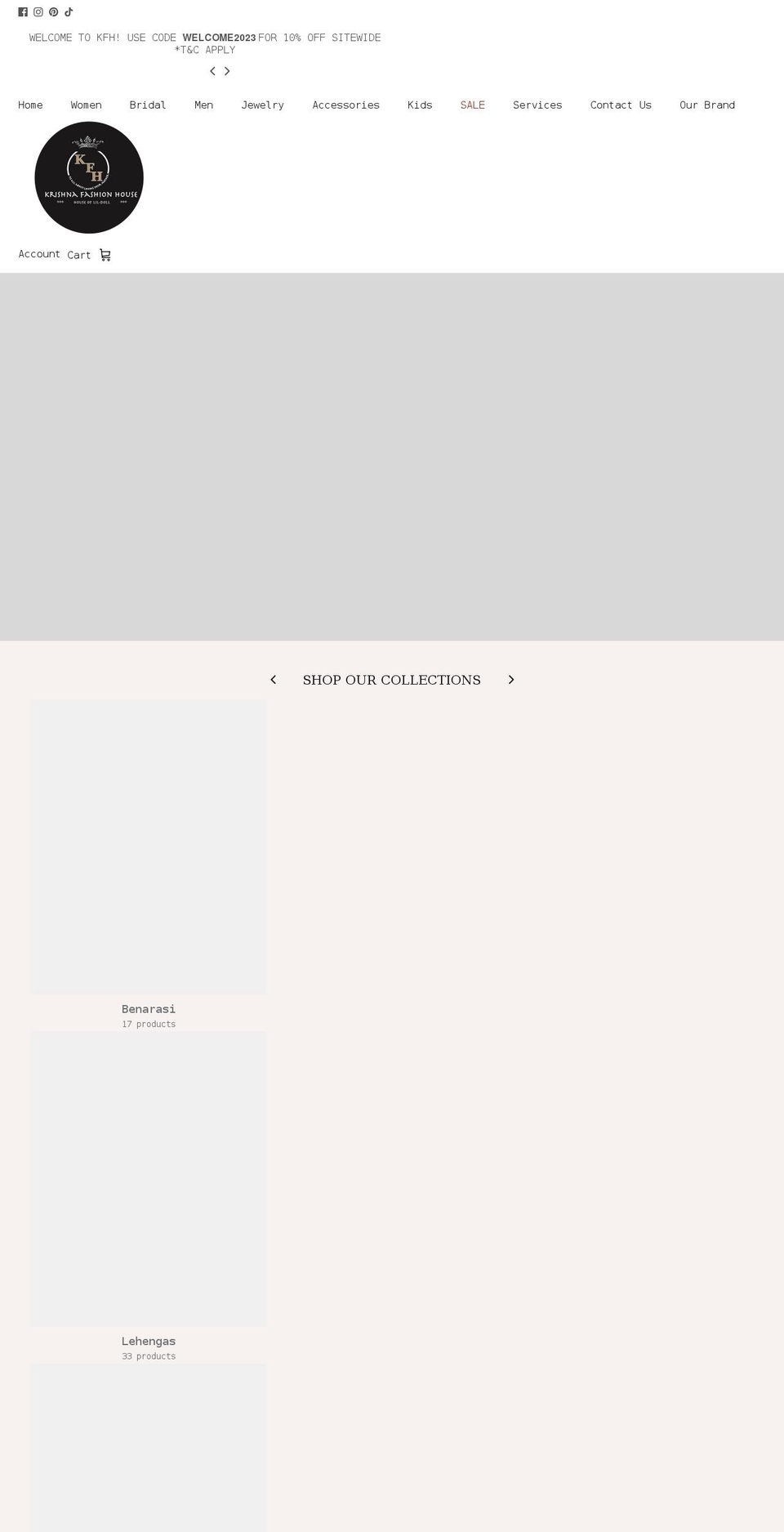 krishnafashionhouse.com shopify website screenshot