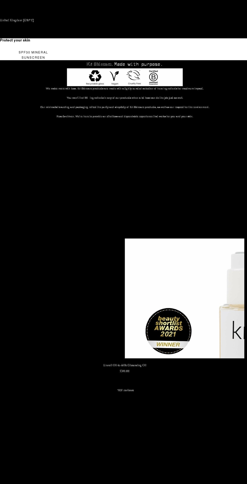 kriskincare.com shopify website screenshot